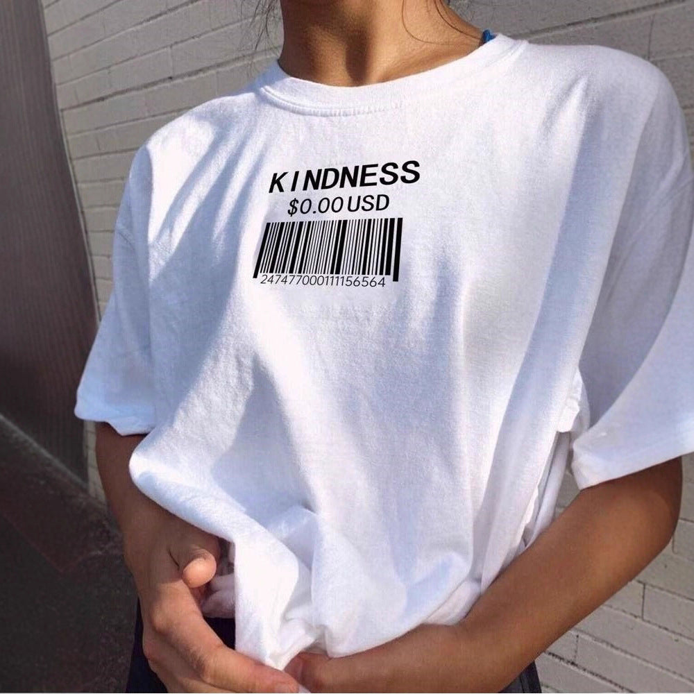 Damen T-Shirt mit kreativem Barcode-Design EB