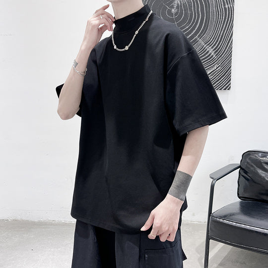 Herren nan oversized Rollkragen-T-Shirt mit halblangen Ärmeln und lässiger Boxy-Passform EB