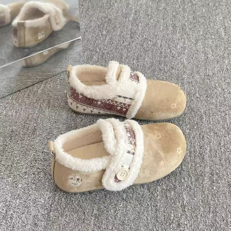 Damen Flauschige Hausschuhe mit verstellbarem Riemen und weich gefüttertem Innenfutter EB
