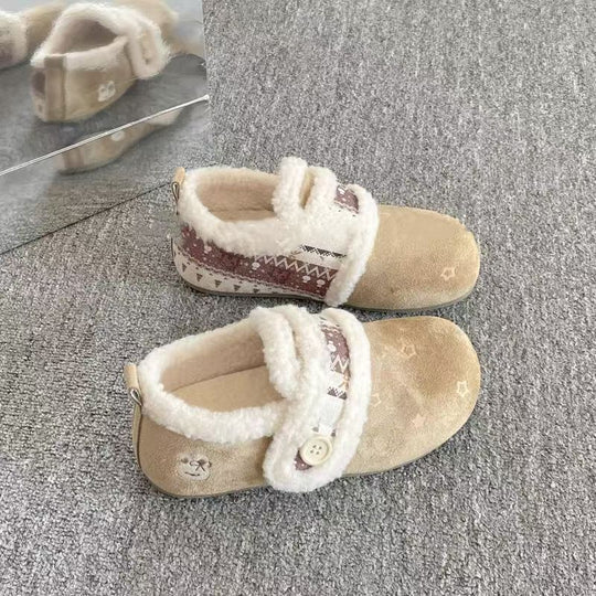 Damen Flauschige Hausschuhe mit verstellbarem Riemen und weich gefüttertem Innenfutter EB