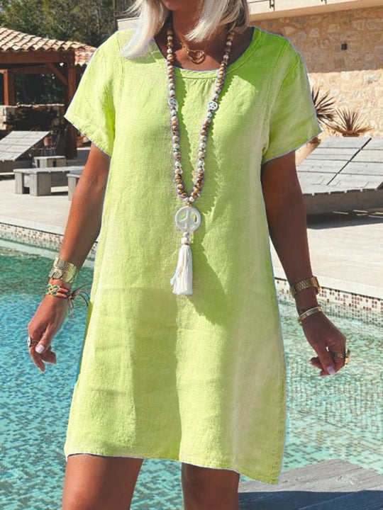 Damen Leichtes Strandkleid aus atmungsaktivem Leinen EB