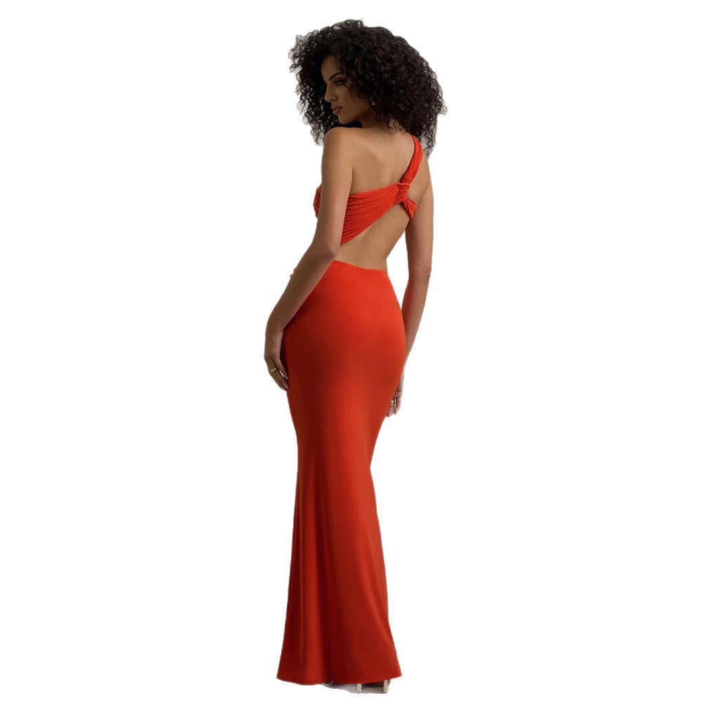 Damen Maxikleid mit asymmetrischem Schnitt und eleganter Drapierung EB