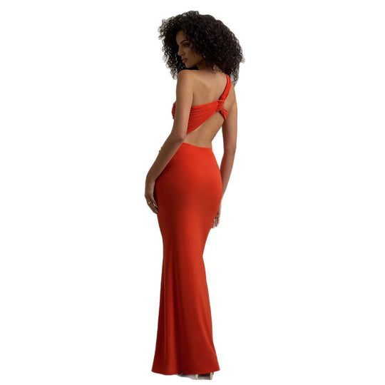 Damen Maxikleid mit asymmetrischem Schnitt und eleganter Drapierung EB