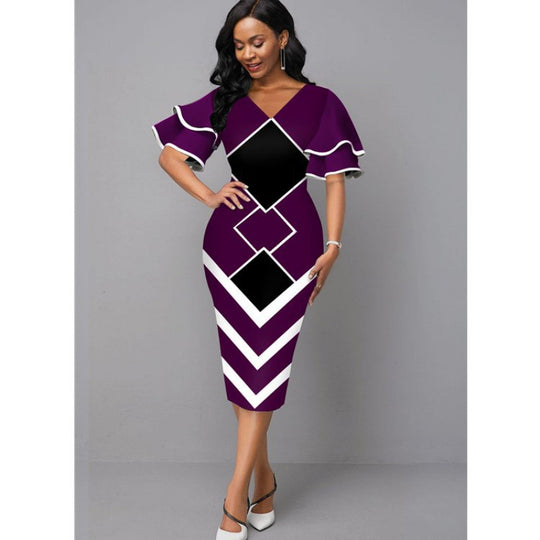 Damen Figurbetontes Kleid mit einzigartigem geometrischem Design EB