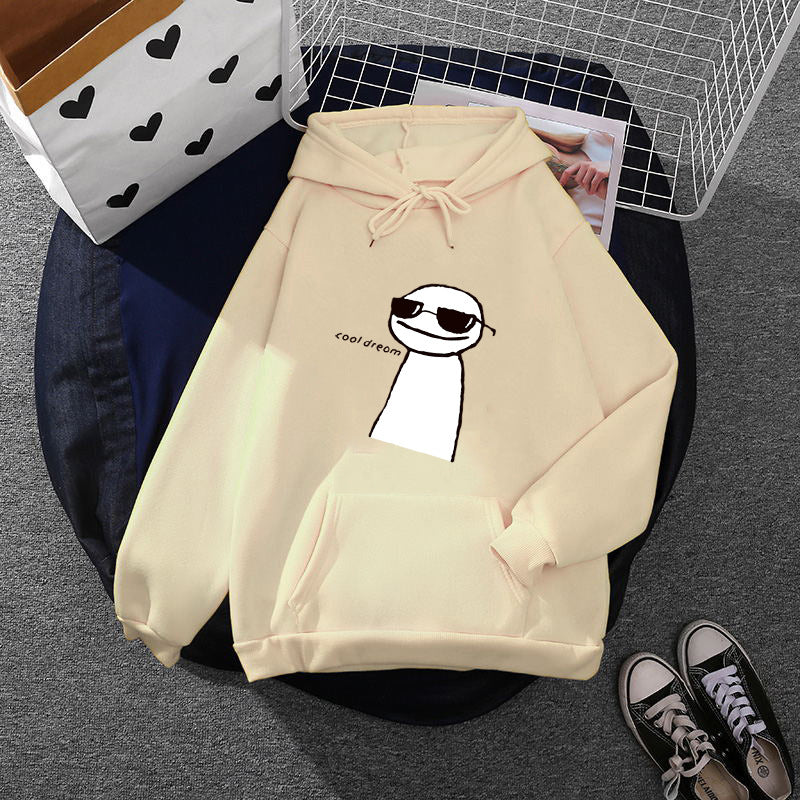Damen nan Kapuzenpullover mit minimalistischer Grafik, lockerer Oversize-Passform und Kängurutasche EB