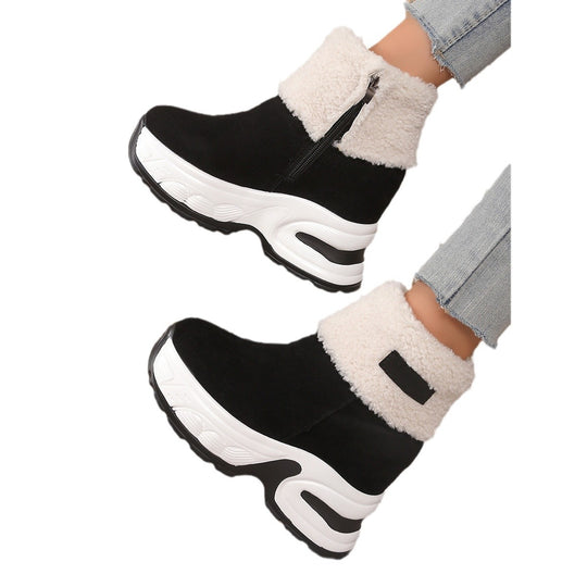 Damen Trendige Fleece-Stiefel mit Keilabsatz EB