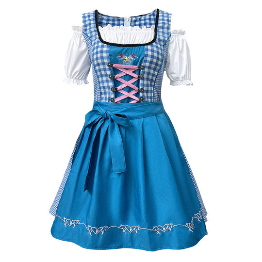 Damen nan traditionelles bayerisches Dirndlkleid mit dekorativer Schnürung und abnehmbarer Schürze EB
