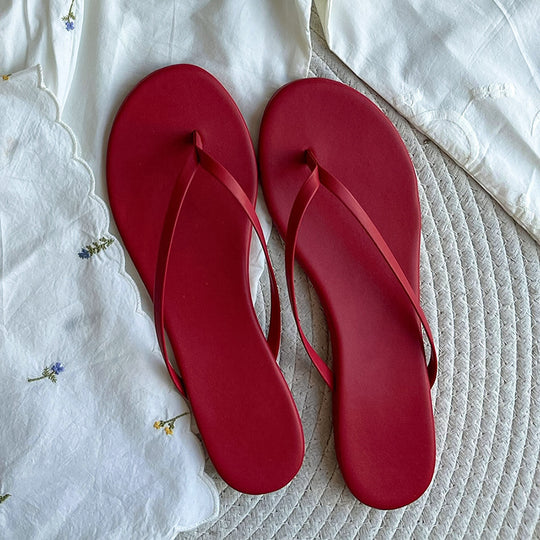 Damen Elegante Flip-Flops mit glänzendem Riemendesign EB