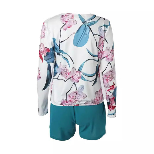 Damen Floral Bedruckte Body mit Wrap-Ausschnitt EB