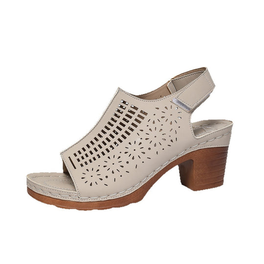 Damen Halbschuhe mit perforiertem Design und komfortablem Blockabsatz EB