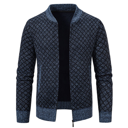 Herren Urbaner Strickjacke mit asymmetrischem Reißverschluss, hohem Kragen und modernen Details EB