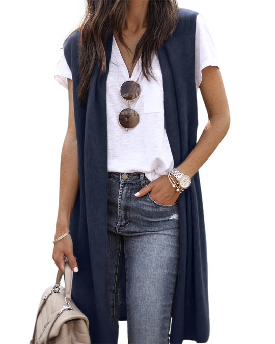 Damen Strickweste im lässigen Oversized-Design mit offenen Fronten und kurzer Ärmellänge EB