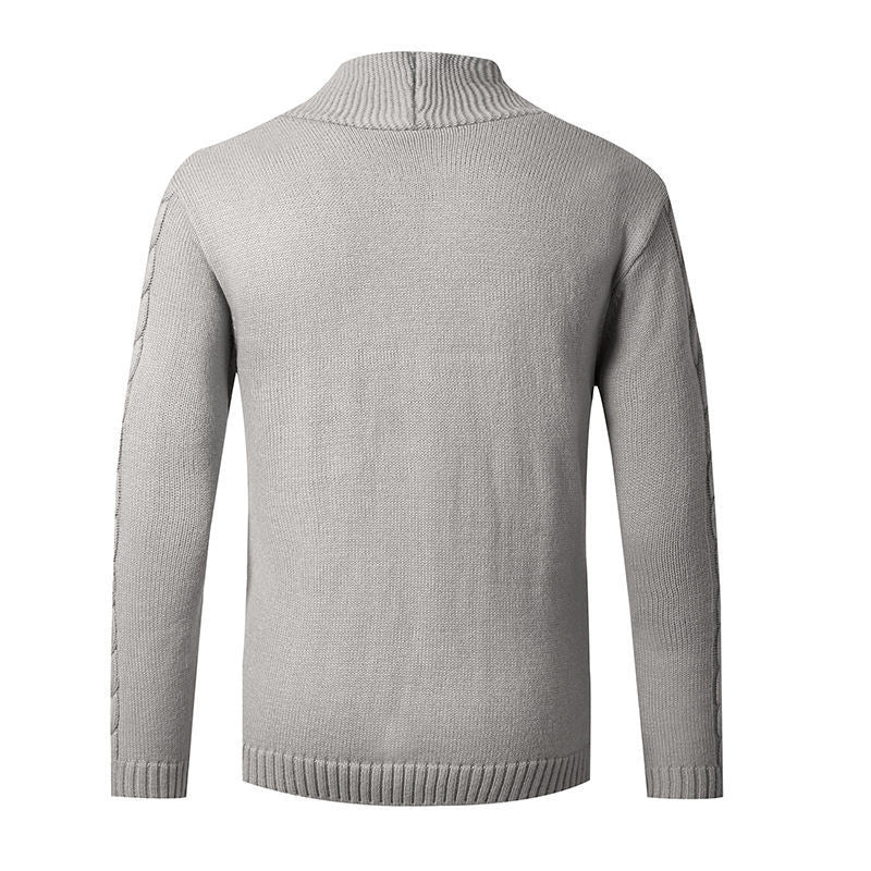 Herren Strickjacke mit elegantem Zopfmuster und hohem Kragen EB