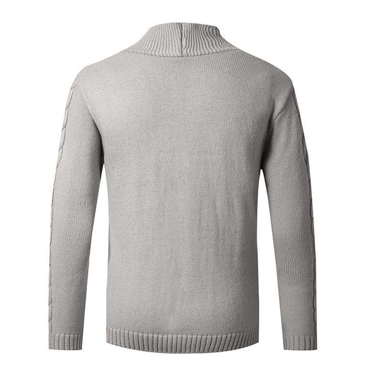 Herren Strickjacke mit elegantem Zopfmuster und hohem Kragen EB