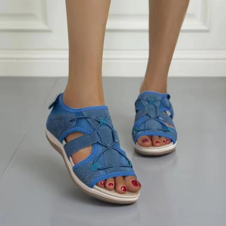 Damen Komfortable Freizeitsandalen mit anatomischer Fußbettung und verstellbarem Klettverschluss EB