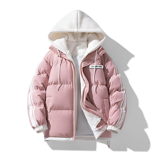 Herren wattierter Parka-Hybrid mit innenliegendem Hoodie, seitlichen Streifen und Zwei-Wege-Reißverschluss EB