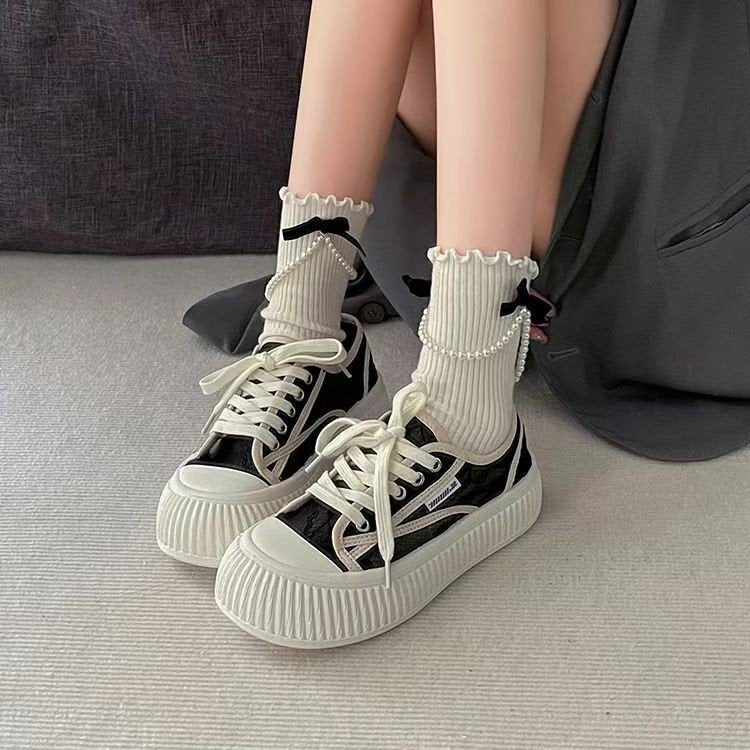 Damen Modische Sneaker mit hohem Plateau und atmungsaktiver Oberflächenstruktur EB