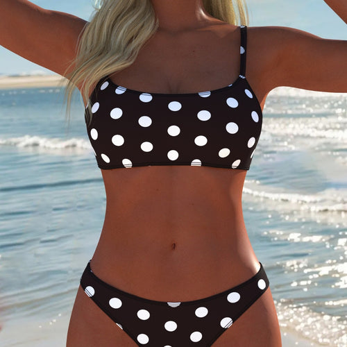 Damen Bikini-Set mit modischem Punktdesign und verstellbaren Trägern EB