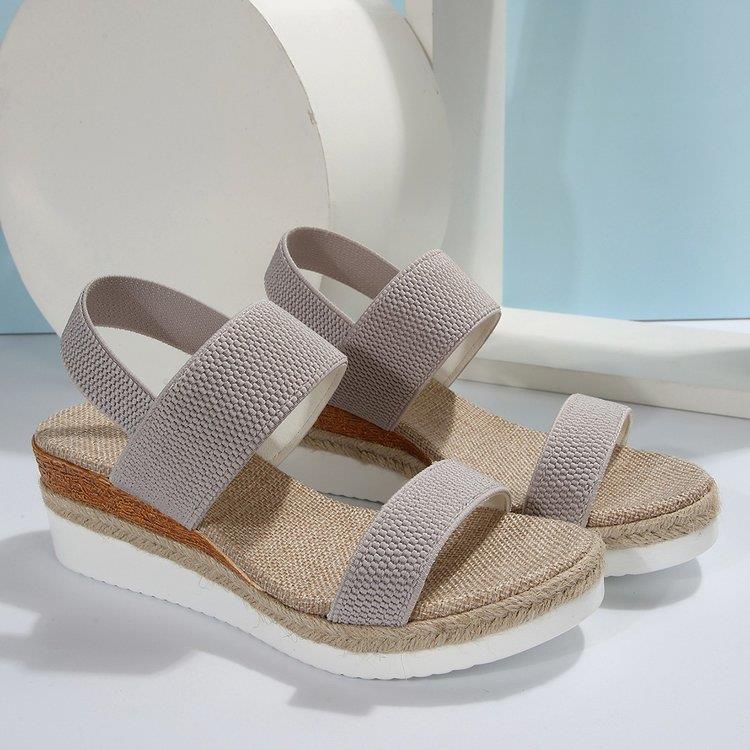 Damen Wedge-Sandalen mit verstellbaren Riemen und komfortablem Fußbett EB