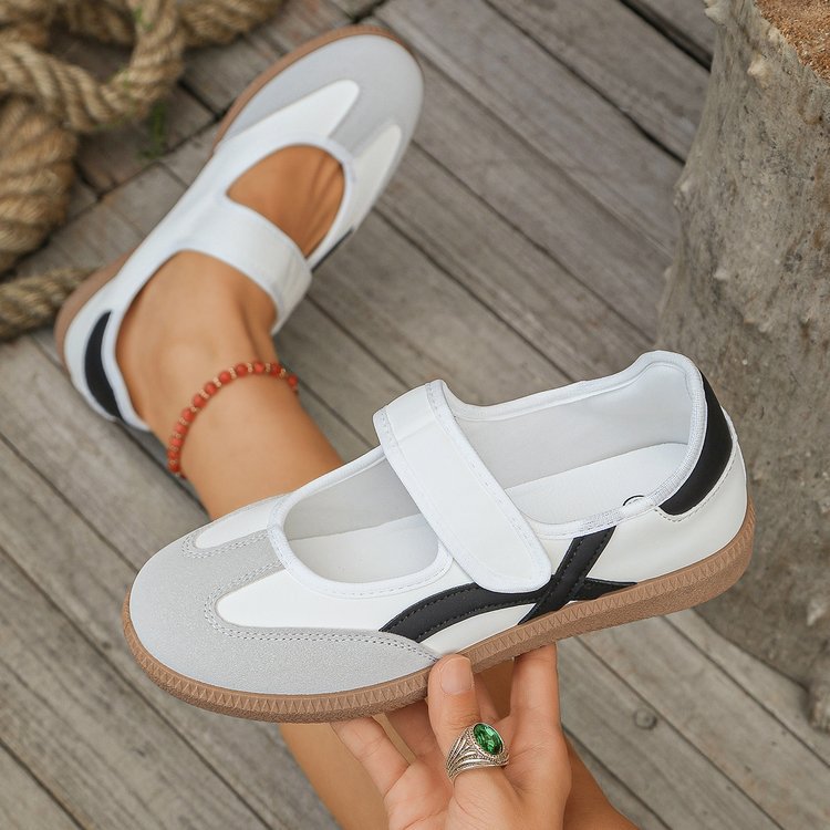 Damen Mary-Jane-Sneaker mit Klettverschluss und gepolstertem Komfortfußbett EB