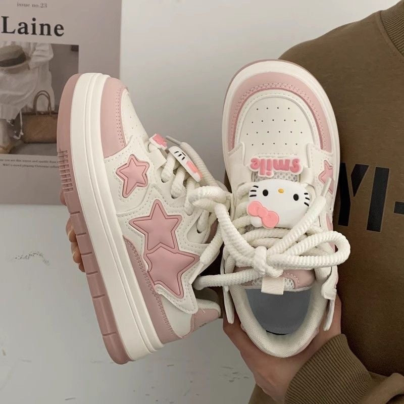 Damen Modische Sneakers mit Sternen-Applikationen und gepolsterter Sohle EB