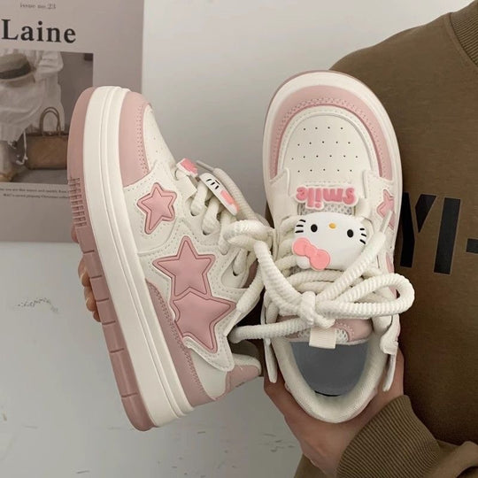 Damen Modische Sneakers mit Sternen-Applikationen und gepolsterter Sohle EB