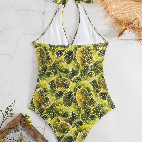 Damen Einteiler Badeanzug mit verspieltem Knoten-Design und floralem Muster EB