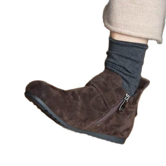 Damen Stylish Mokassins mit seitlichem Reißverschluss und bequemer Sohle EB