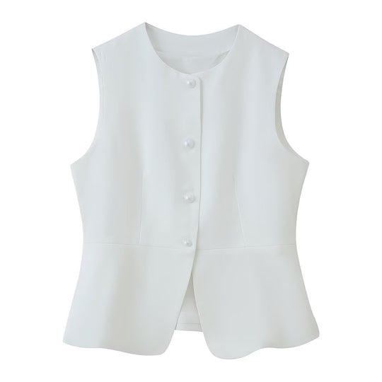 Damen ärmellose Blazer-Jacke EB