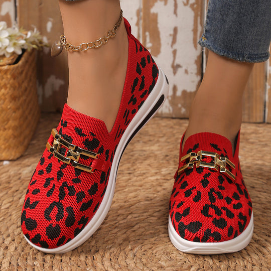 Damen Modische Slip-On Sneakers mit Animal-Print und komfortablem Fußbett EB