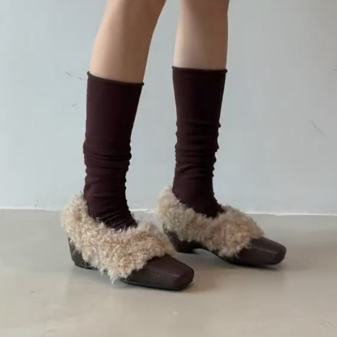 Damen Mokassins mit flauschigem Kragen und stylischem Design EB