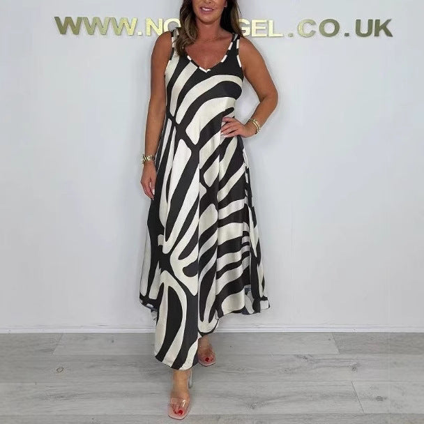 Damen Maxikleid mit modernem Muster und elegantem Schnitt EB