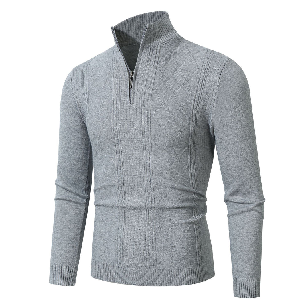 Herren eleganter Strickpullover mit Stehkragen und Reißverschluss EB