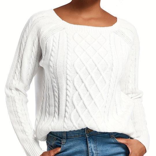Damen Strickpullover mit stilvollem Zopfdesign EB