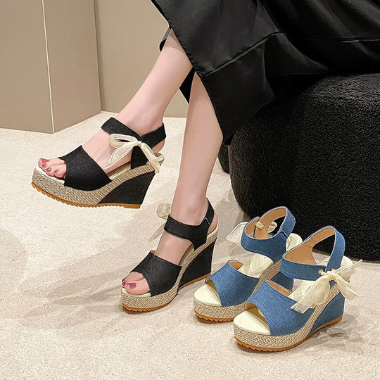 Damen Wedge-Sandalen mit modischem Riemchen und ergonomischer Sohle EB