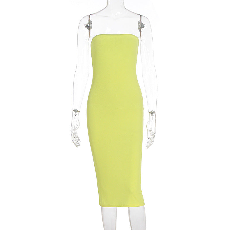 Damen Basic-Bodycon Kleid ohne Träger EB