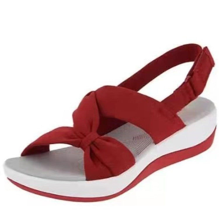 Damen Wedge-Sandalen mit dekorativem Schleifen-Design und rutschfester Sohle EB