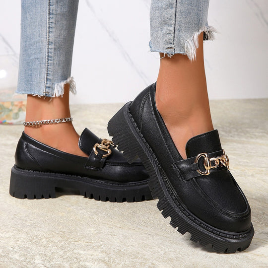 Damen Mokassin-Pantoletten mit eleganter Schnalle und rutschfester Sohle EB