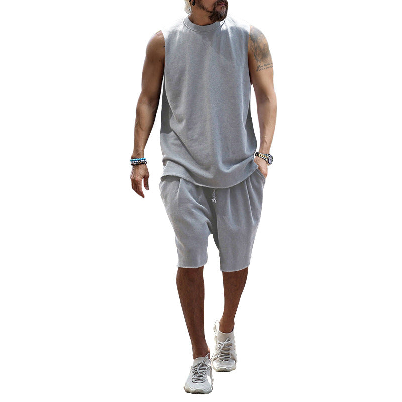 Herren sportliches Tanktop und Shorts-Set aus hochwertigem Baumwollmix EB