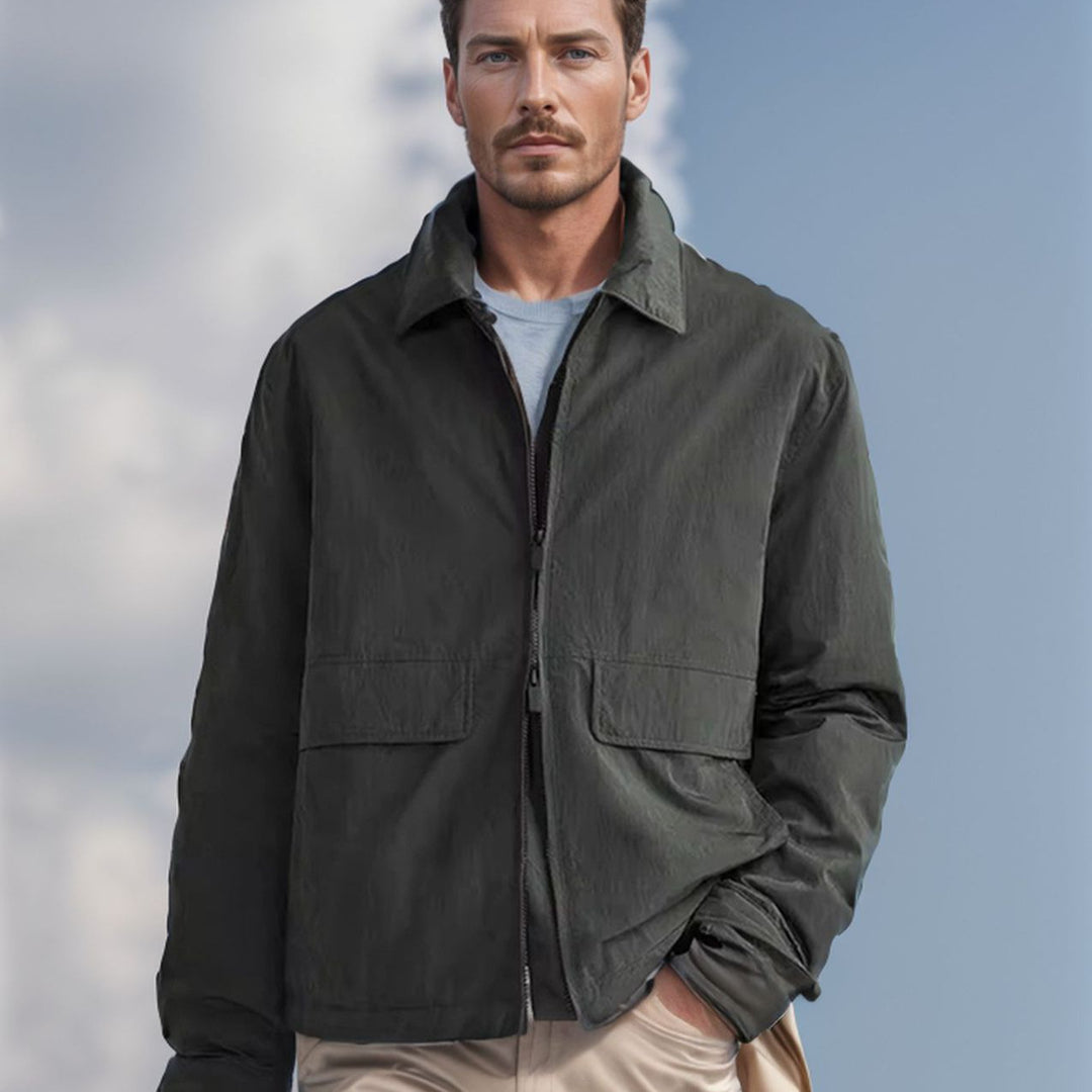 Herren urbane Utility-Jacke mit praktischen Taschen und hohem Kragen EB
