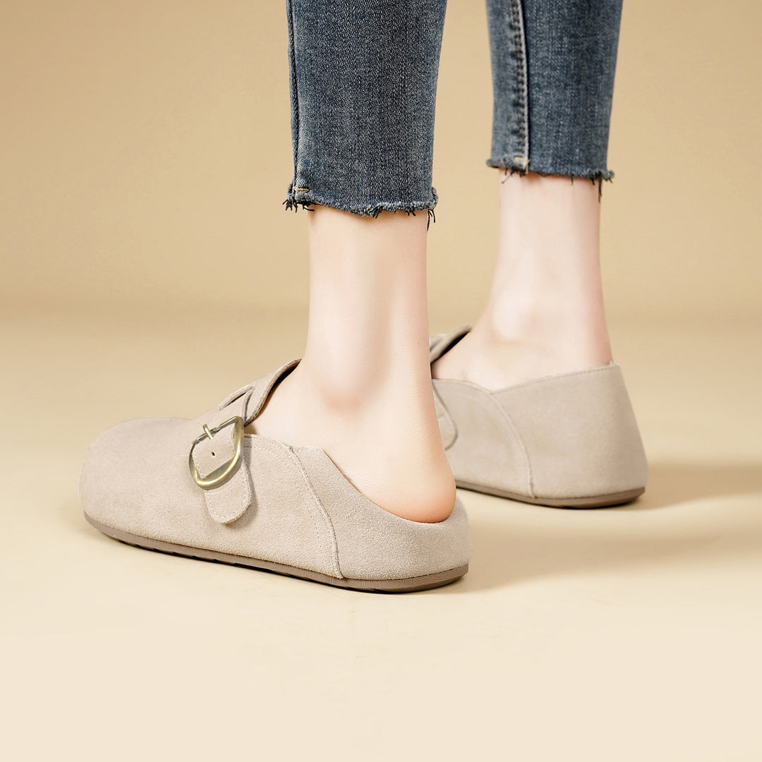 Damen Komfortable Clogs mit modischem Schnallen-Detail EB
