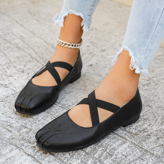 Damen modische Ballerinas mit kreuzförmigen Riemen und eleganter Sohle EB