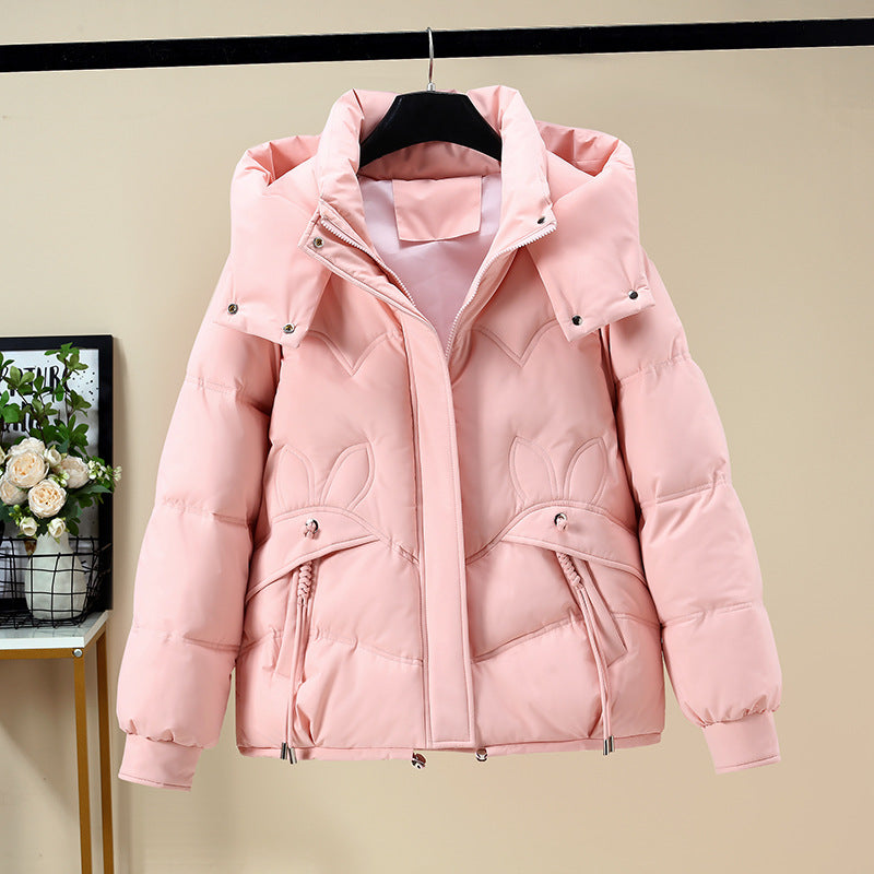 Damen Modische Pufferjacke mit abnehmbarer Kapuze und seitlichen Eingrifftaschen EB