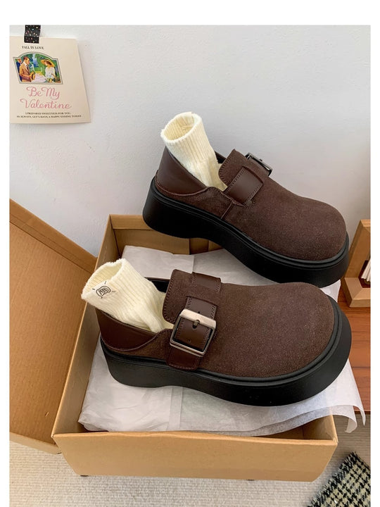 Damen Modische Chunky Clogs mit verstellbarem Schnallenverschluss und dickem Sohlenprofil EB