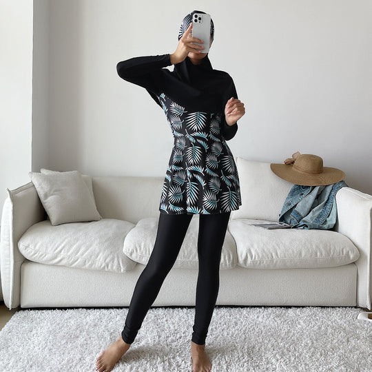 Damen Modisches 360-Grad-Schwimmanzug mit integrierter Hijab EB