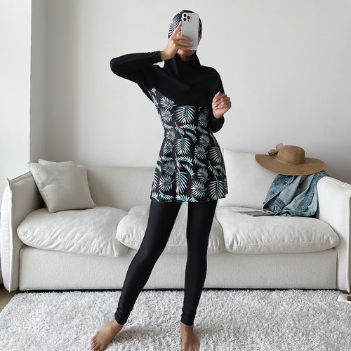 Damen Modisches 360-Grad-Schwimmanzug mit integrierter Hijab EB