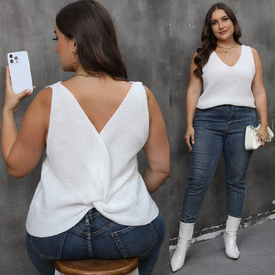 Damen luftiges Stricktop mit V-Ausschnitt EB