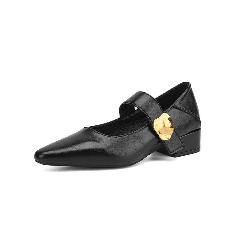 Damen elegante Pumps mit modischem Riemchen und glänzendem Schmuckdetail EB