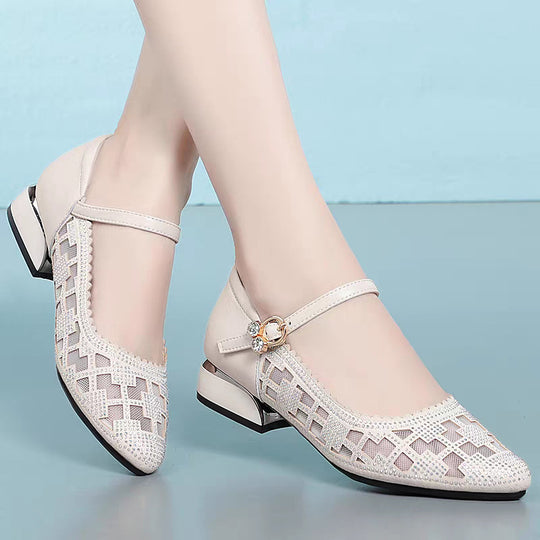 Damen elegante Mary Jane Ballerinas mit modischem Riemen und bequemer Sohle EB