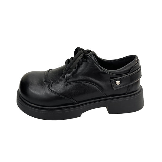 Damen elegante Schnürschuhe mit robustem Absatz und hochwertigem Leder EB